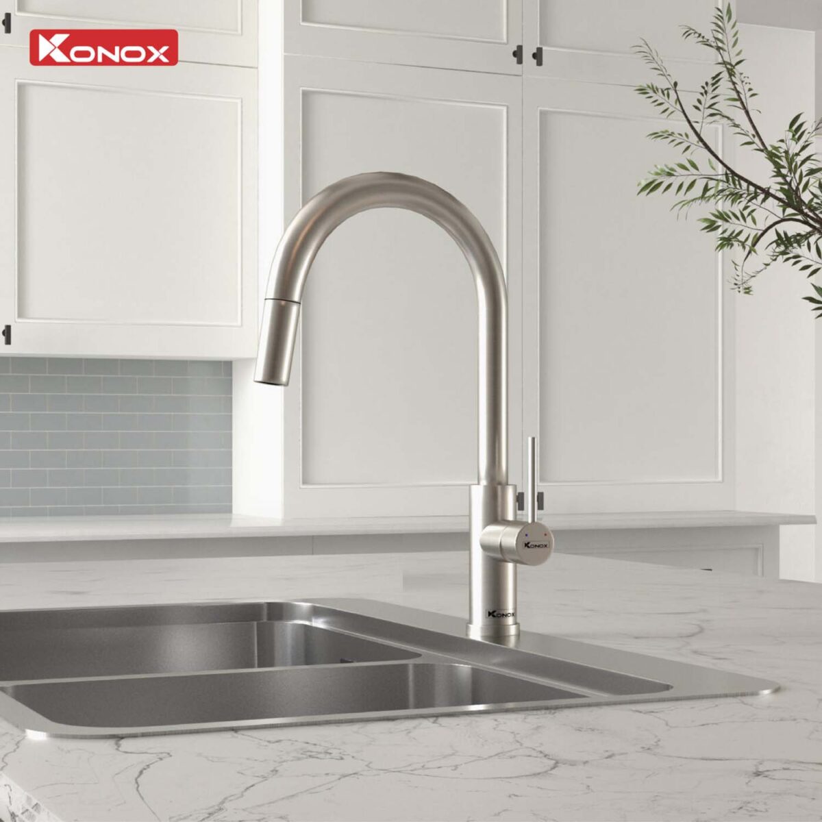 Vòi rửa bát KONOX Reno Smart nóng lạnh rút dây - Ảnh 4