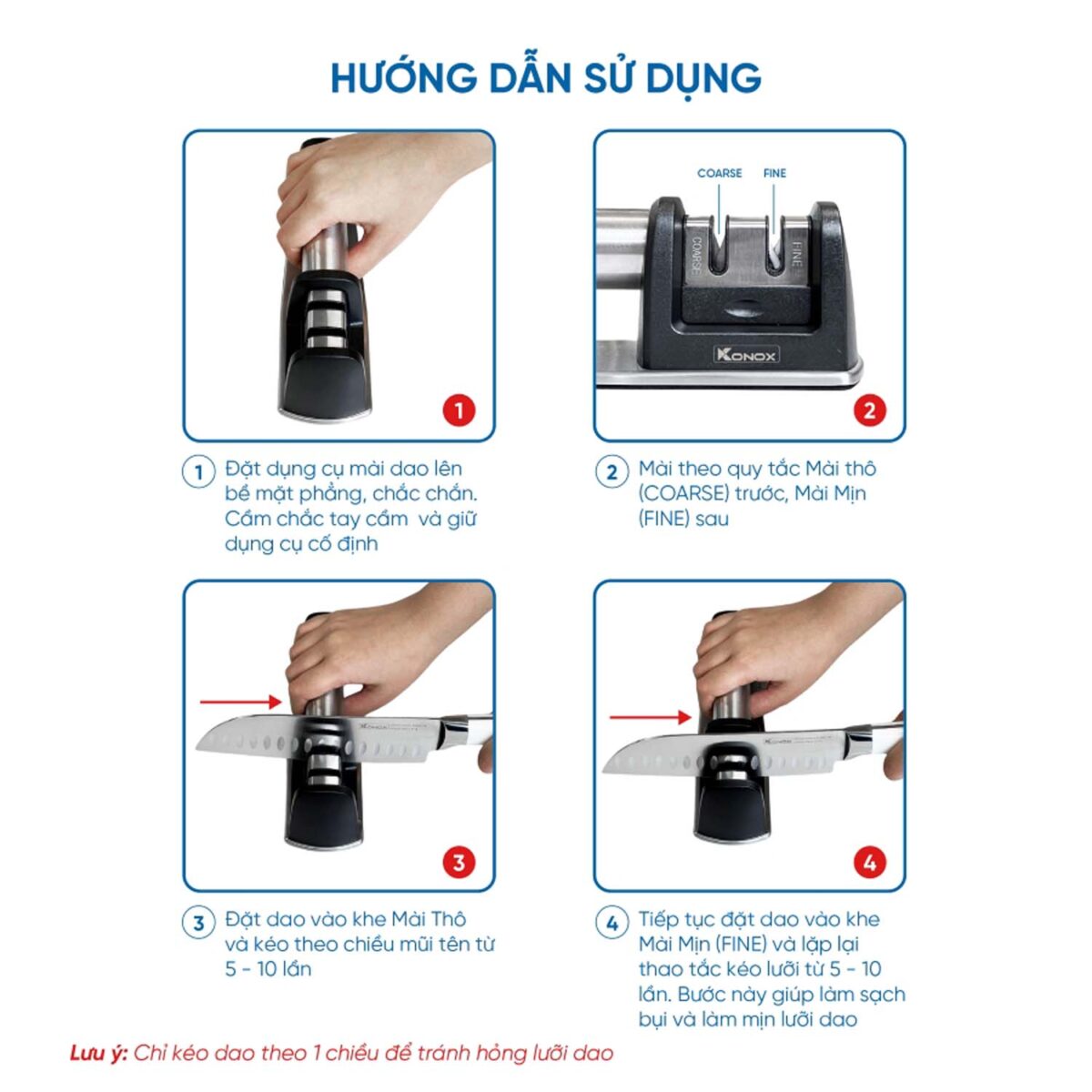 Dụng cụ mài dao KONOX Knife Sharpener 2 khe - Ảnh 2