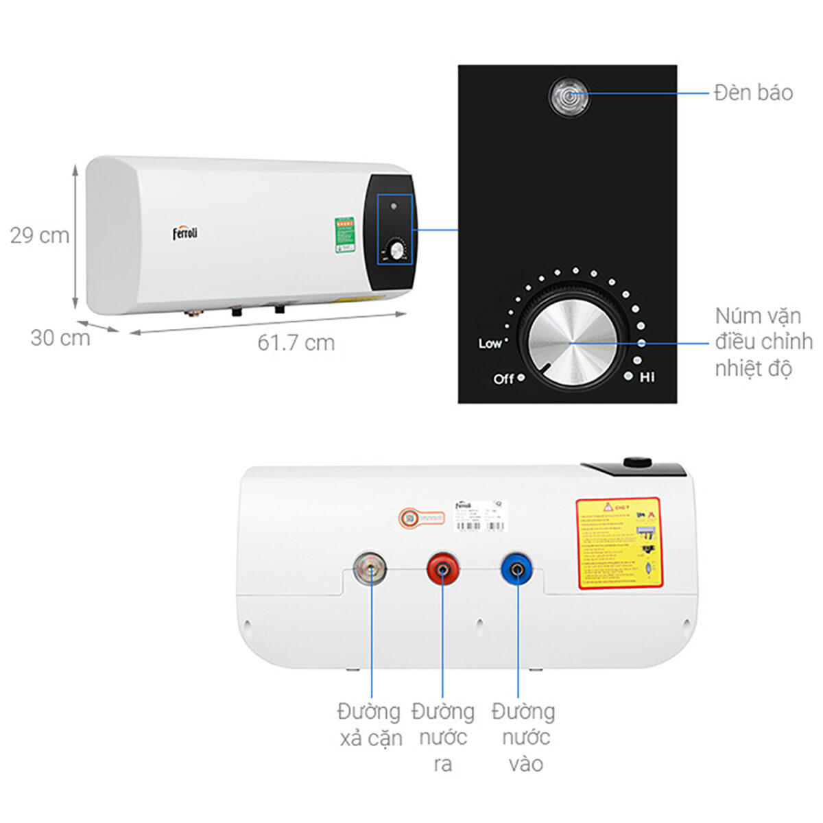 Bình nóng lạnh Ferroli MATE AG+ 20L lít ngang - Ảnh 2