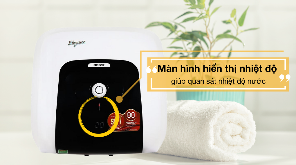 Bình nóng lạnh ROSSI ELEGANZ 15 20 30 lít vuông REZ15SQ REZ20SQ REZ30SQ 4 man hien thi nhiet do nuoc Binh nong lanh ROSSI ELEGANZ 15 20 30 lit vuong REZ15SQ REZ20SQ REZ30SQ