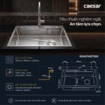 Chậu rửa bát inox CAESAR KSH01H075SX 1 hố - Ảnh 2