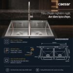 Chậu rửa bát inox CAESAR KSH02H082SE 2 hố - Ảnh 2