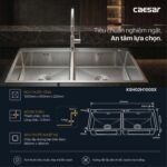 Chậu rửa bát inox CAESAR KSH02H100SX 2 hố - Ảnh 2