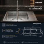 Chậu rửa bát inox CAESAR KSH22H100SX 2 hố - Ảnh 2