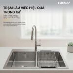 Chậu rửa bát inox CAESAR KSH02H082SX 2 hố - Ảnh 3