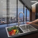 Chậu rửa bát inox CAESAR KSH02H082SX 2 hố - Ảnh 4