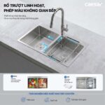 Chậu rửa bát inox CAESAR KSH02H082SX 2 hố - Ảnh 5