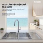 Chậu rửa bát inox CAESAR KSH22H100SX 2 hố - Ảnh 3