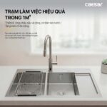 Chậu rửa bát inox CAESAR KSH22H100SX 2 hố - Ảnh 4
