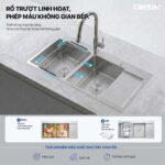 Chậu rửa bát inox CAESAR KSH22H100SX 2 hố - Ảnh 7