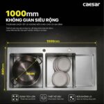 Chậu rửa bát inox CAESAR KSH22H100SX 2 hố - Ảnh 8