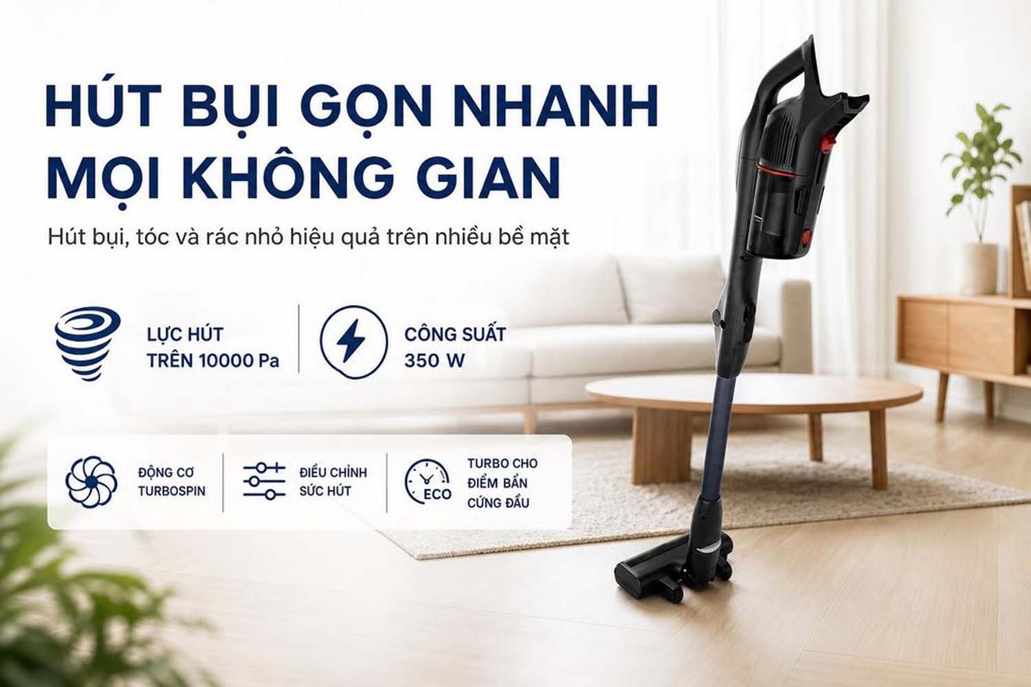 Máy hụt bụi cầm tay BOSCH BCS1051POW 1 tinh nang May hut bui cam tay BOSCH BCS1051POW 1