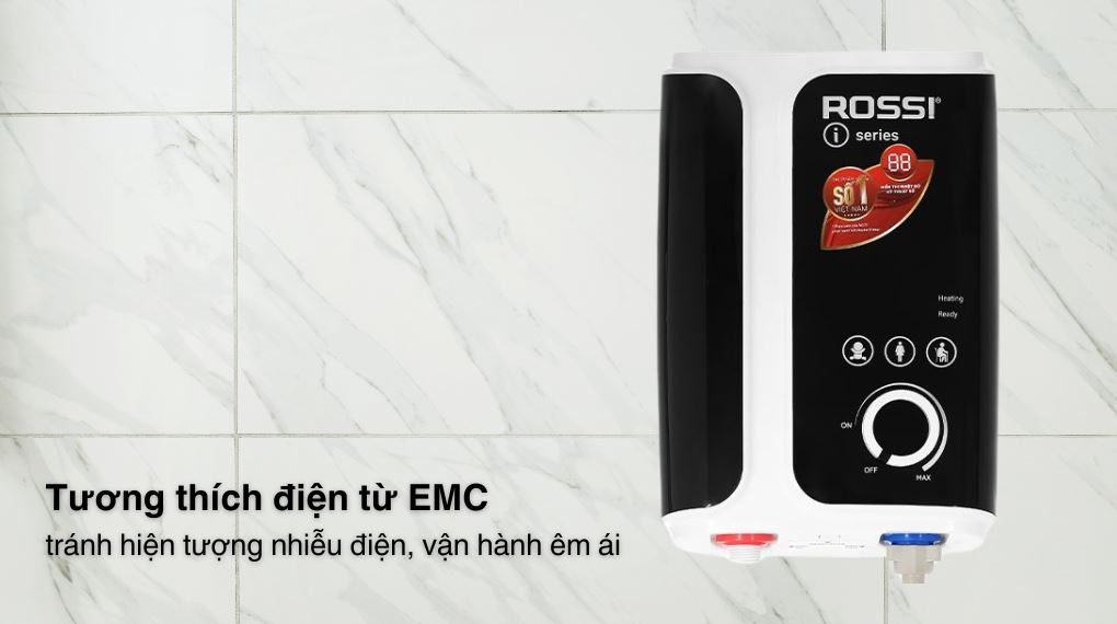 Máy nước nóng trực tiếp ROSSI RIS-450 RE không bơm 4500w 4 tuong thich dien tu emc May nuoc nong truc tiep ROSSI RIS 450 REP co bom 4500w