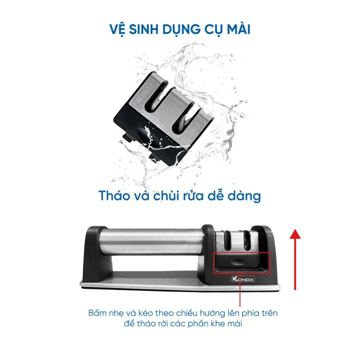 Dụng cụ mài dao KONOX Knife Sharpener 2 khe - Ảnh 5