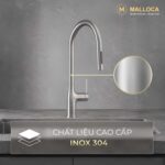 Vòi rửa bát MALLOCA K1726SS nóng lạnh rút dây - Ảnh 5