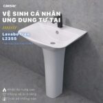 Chậu lavabo treo tường CAESAR L2355 P2445 chân dài - Ảnh 4