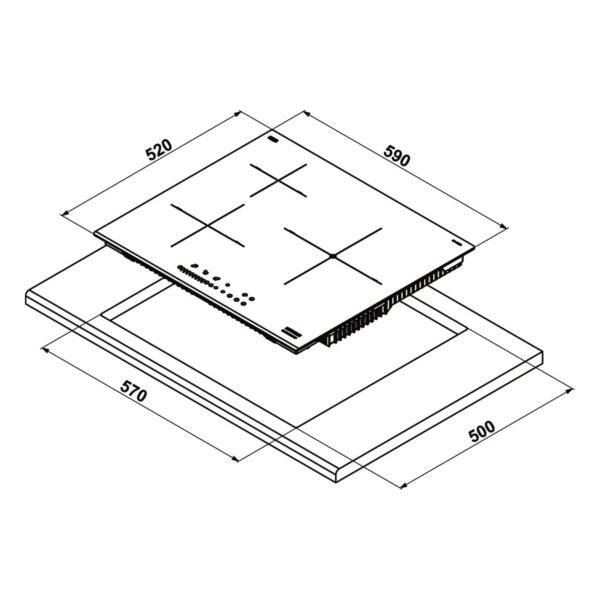 bản vẽ kích thước Bếp từ ba HAFELE HC-I6035B 533.09.961