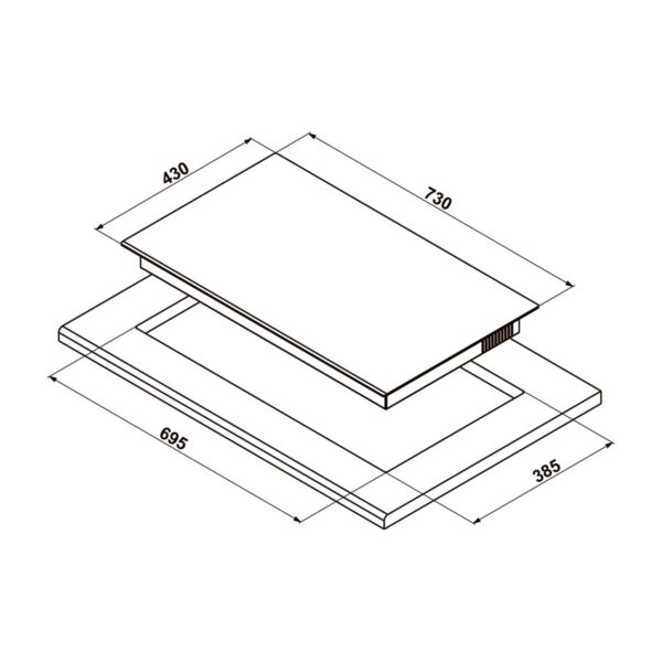 bản vẽ kích thước Bếp từ đôi HAFELE HC-I7326B 533.09.989