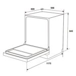 bản vẽ kích thước Máy rửa bát HAFELE HDW-F601G 535.29.592 độc lập