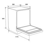bản vẽ kích thước Máy rửa bát HAFELE HDW-F602TB 535.29.552 độc lập