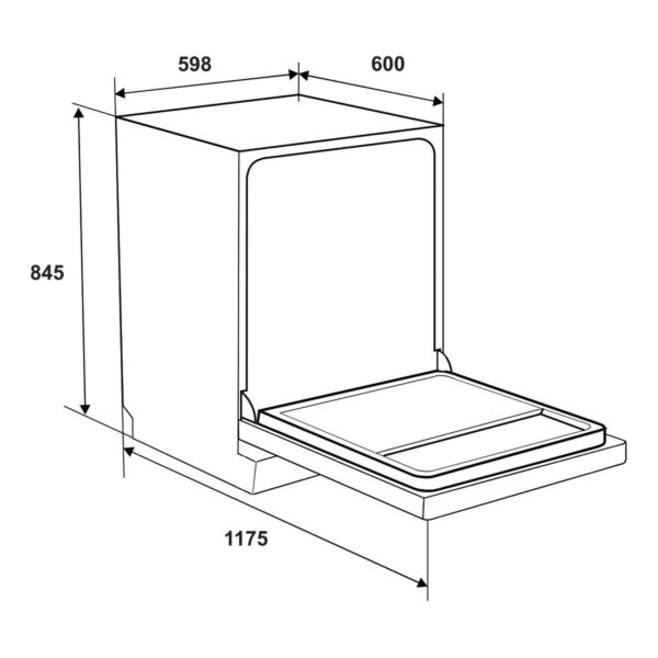 bản vẽ kích thước Máy rửa bát HAFELE HDW-F602TB 535.29.552 độc lập