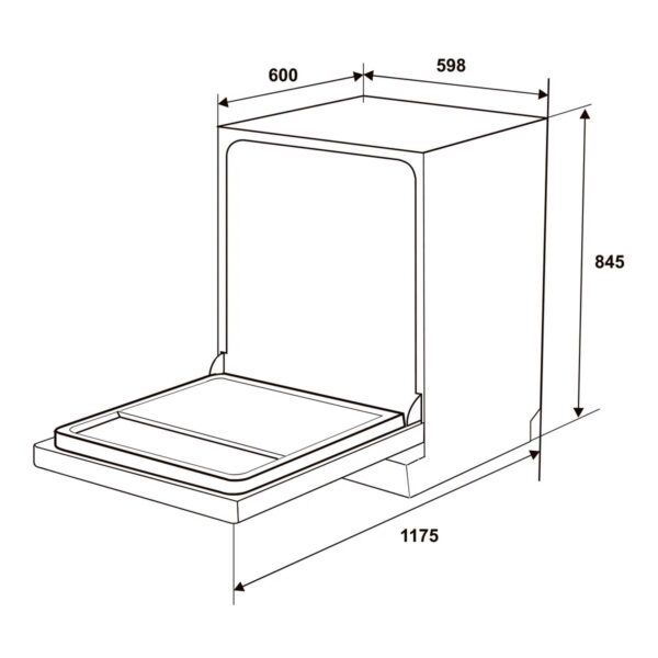 bản vẽ kích thước Máy rửa bát HAFELE HDW-F6031G 535.29.651 độc lập