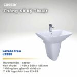 Chậu lavabo treo tường CAESAR L2355 P2443 chân lửng - Ảnh 2