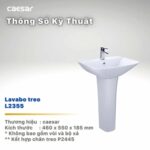 Chậu lavabo treo tường CAESAR L2355 P2445 chân dài - Ảnh 2